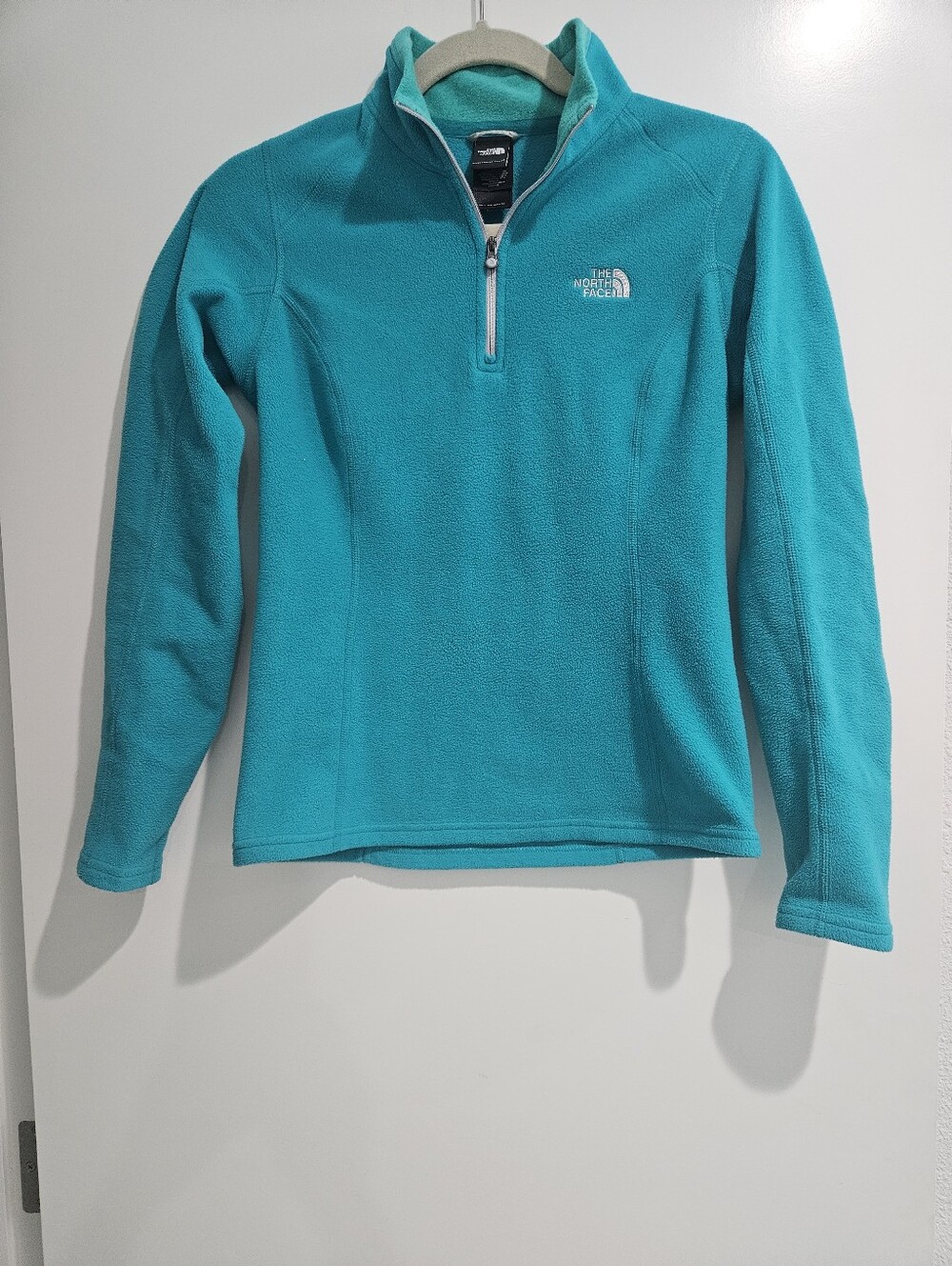 North Face Turquoise Quarter-Zip Fleece Pullover